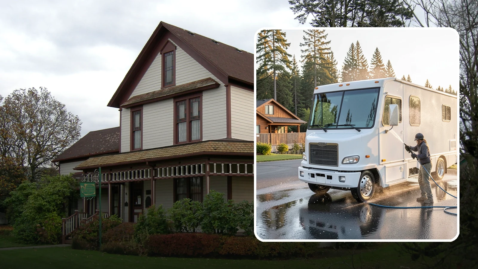 RV Washing in Sumner, Pierce County, WA - We wash RVs and motorhomes in Washington to strip road film, black streaks, and the algae from months of storage.
