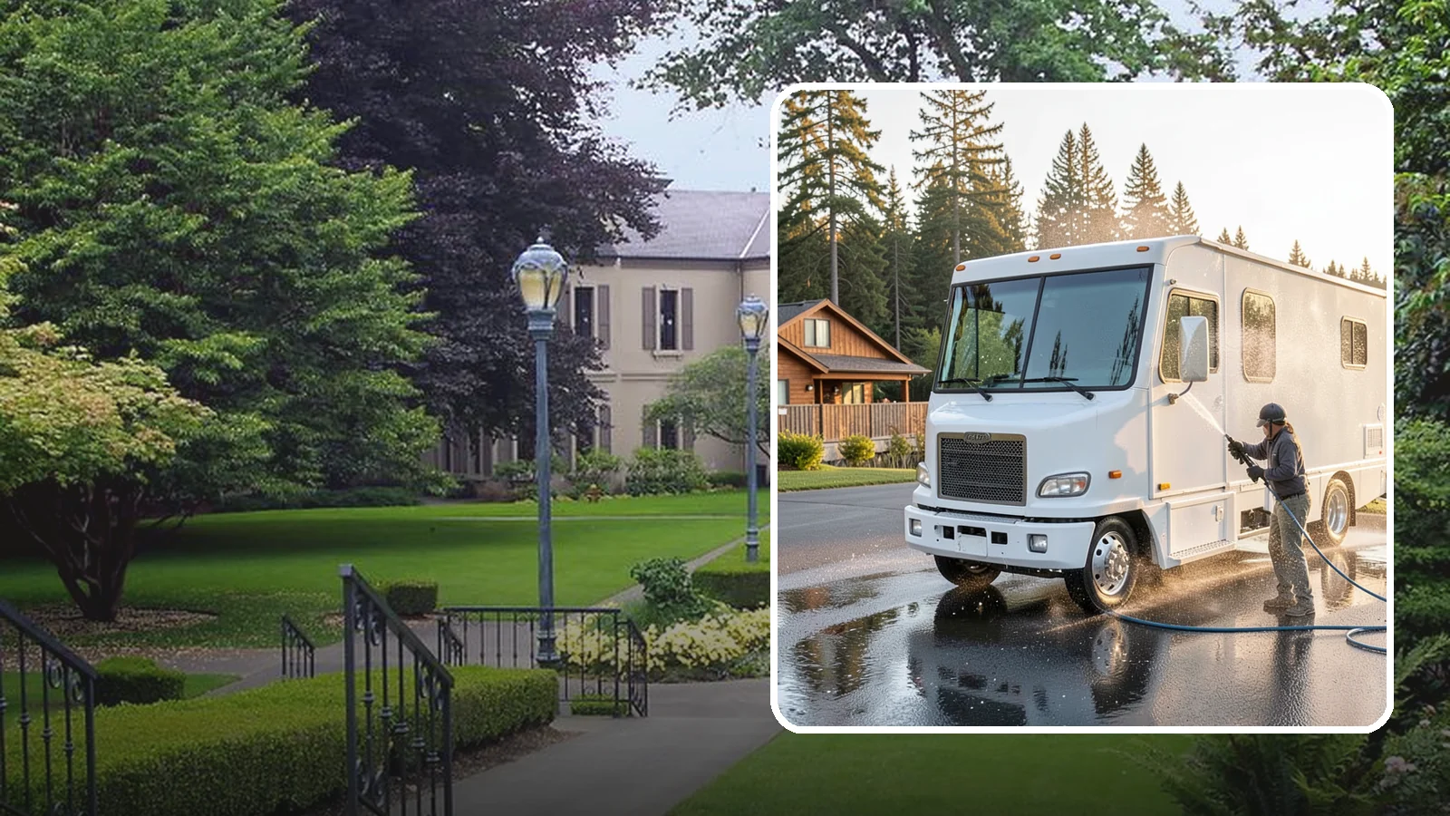 RV Washing in Woodinville, King County, WA - We wash RVs and motorhomes in Washington to strip road film, black streaks, and the algae from months of storage.