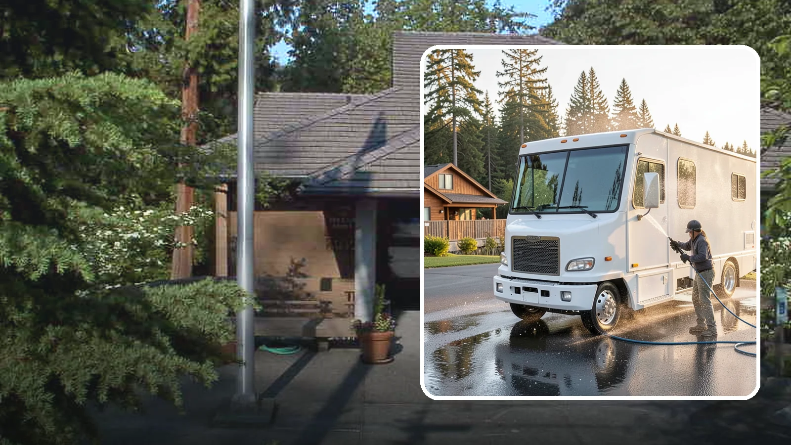 RV Washing in Yarrow Point, King County, WA - We wash RVs and motorhomes in Washington to strip road film, black streaks, and the algae from months of storage.