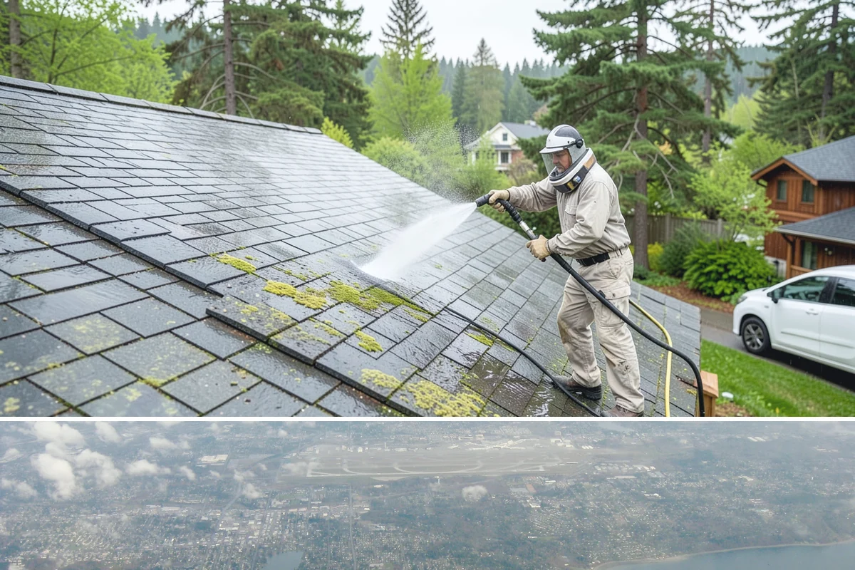 Sandstone Cleaning in Burien, King County, WA - A dry summer window is important so the porous stone can shed moisture and avoid the flaking that oversaturation causes.