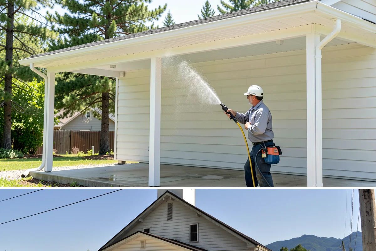 Sandstone Cleaning in Concrete, Skagit County, WA - A dry summer window is important so the porous stone can shed moisture and avoid the flaking that oversaturation causes.