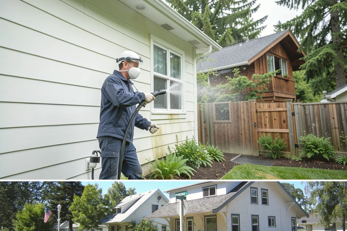 Sandstone Cleaning in DuPont, Pierce County, WA - A dry summer window is important so the porous stone can shed moisture and avoid the flaking that oversaturation causes.