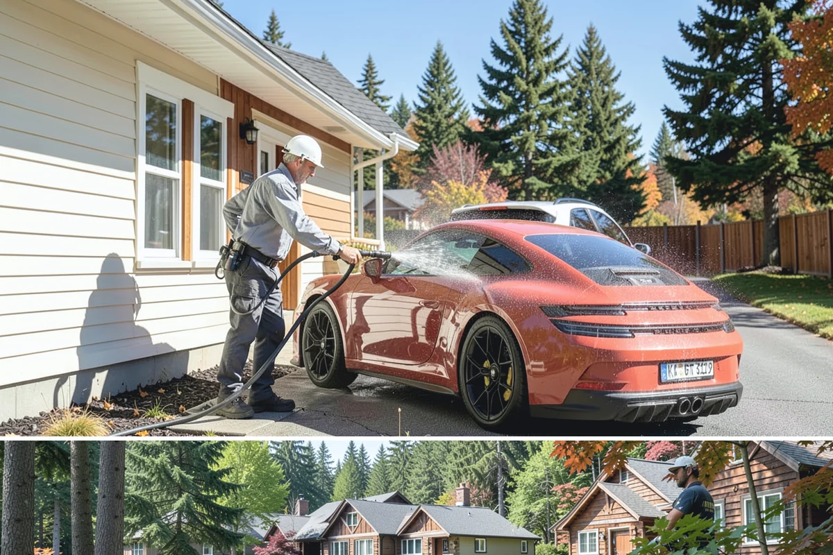 Sandstone Cleaning in Edgewood, Pierce County, WA - A dry summer window is important so the porous stone can shed moisture and avoid the flaking that oversaturation causes.