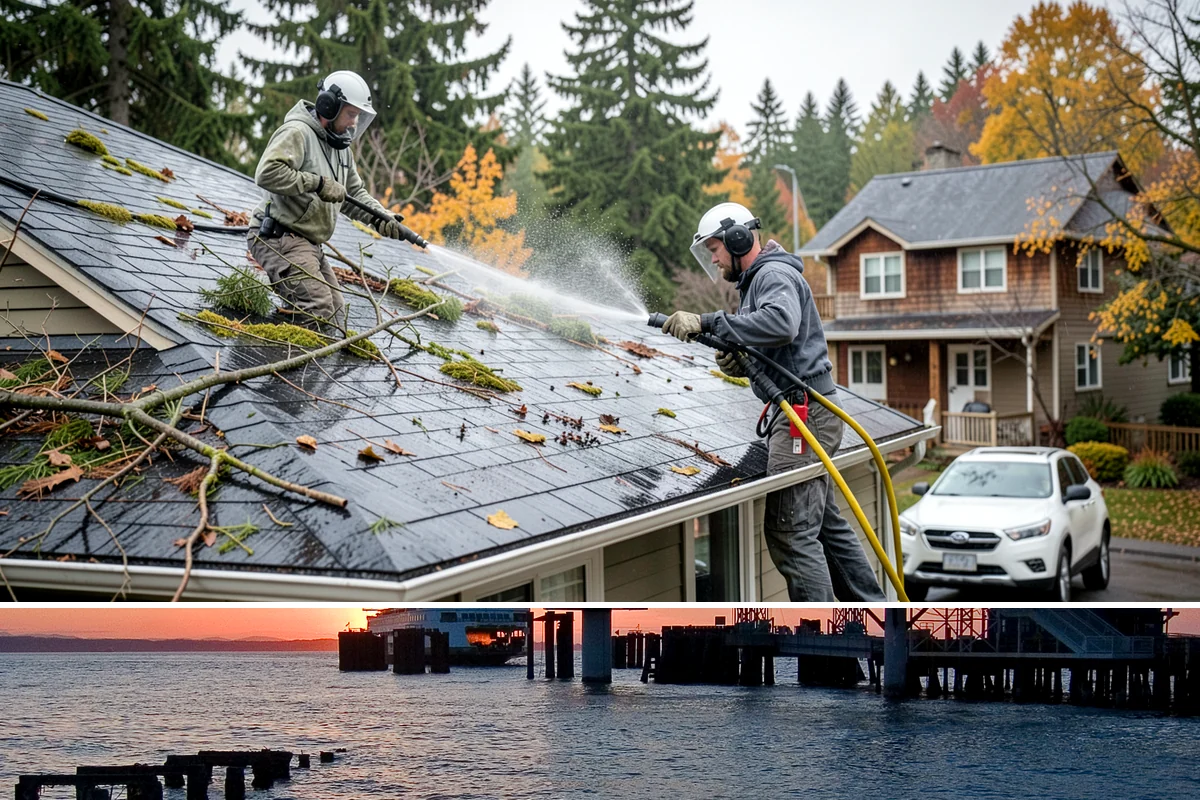 Sandstone Cleaning in Edmonds, Snohomish County, WA - A dry summer window is important so the porous stone can shed moisture and avoid the flaking that oversaturation causes.
