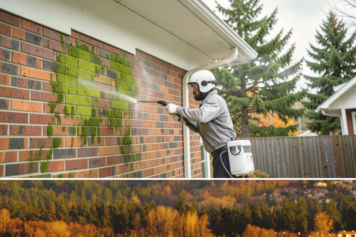 Sandstone Cleaning in Kenmore, King County, WA - A dry summer window is important so the porous stone can shed moisture and avoid the flaking that oversaturation causes.