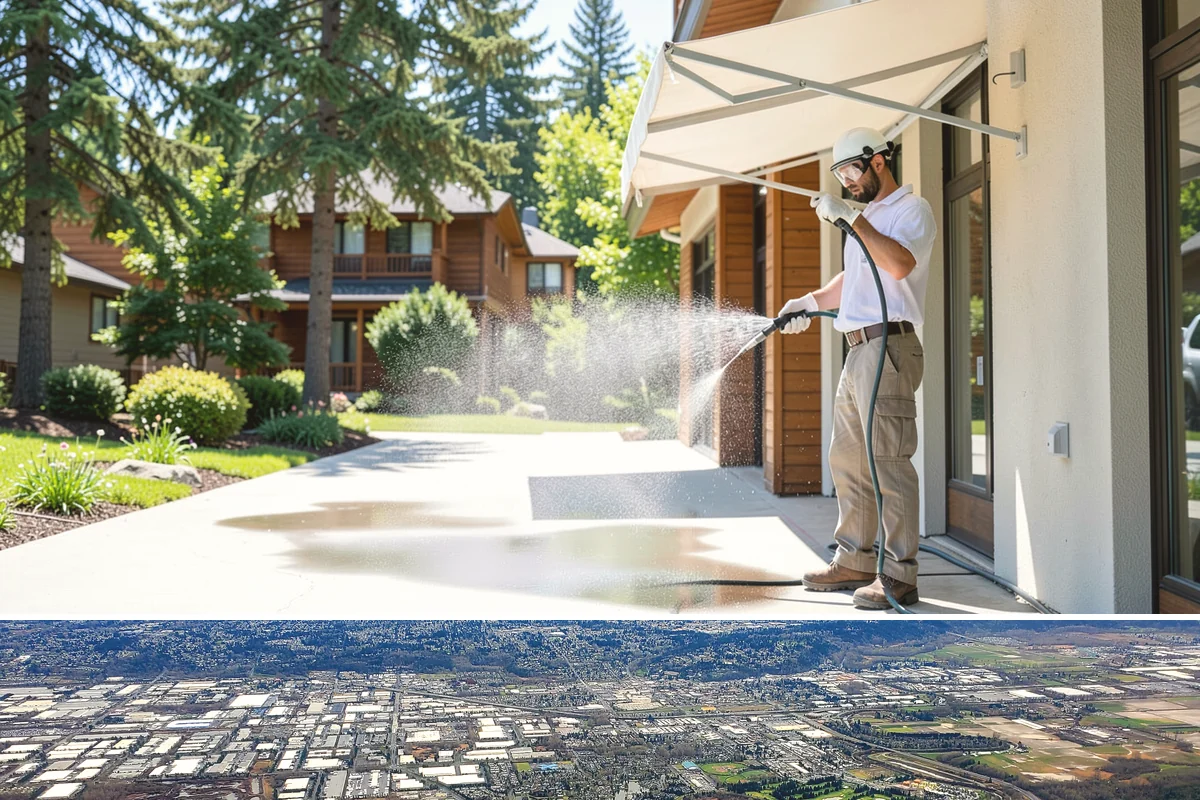 Sandstone Cleaning in Kent, King County, WA - A dry summer window is important so the porous stone can shed moisture and avoid the flaking that oversaturation causes.