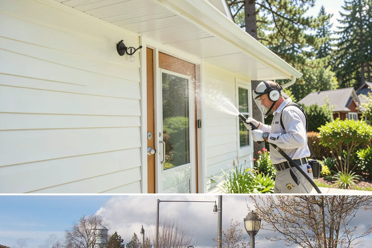 Sandstone Cleaning in Marysville, Snohomish County, WA - A dry summer window is important so the porous stone can shed moisture and avoid the flaking that oversaturation causes.