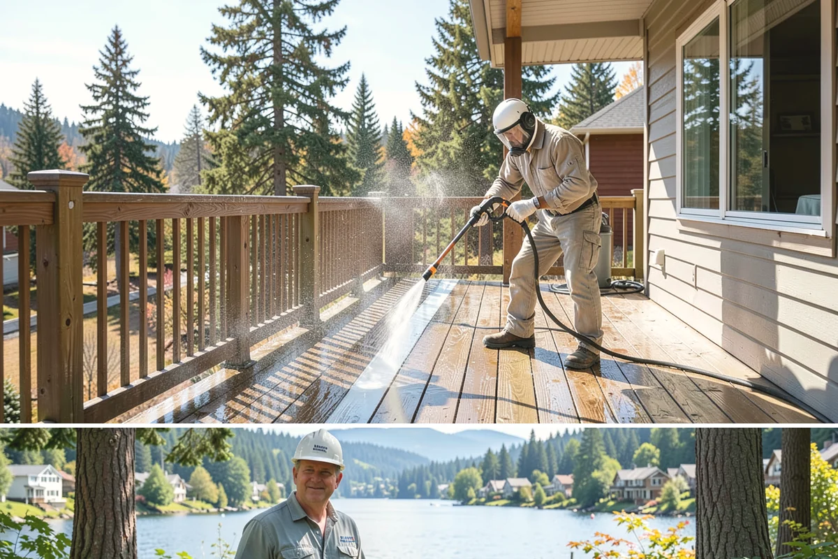 Sandstone Cleaning in Milton, King County, WA - A dry summer window is important so the porous stone can shed moisture and avoid the flaking that oversaturation causes.