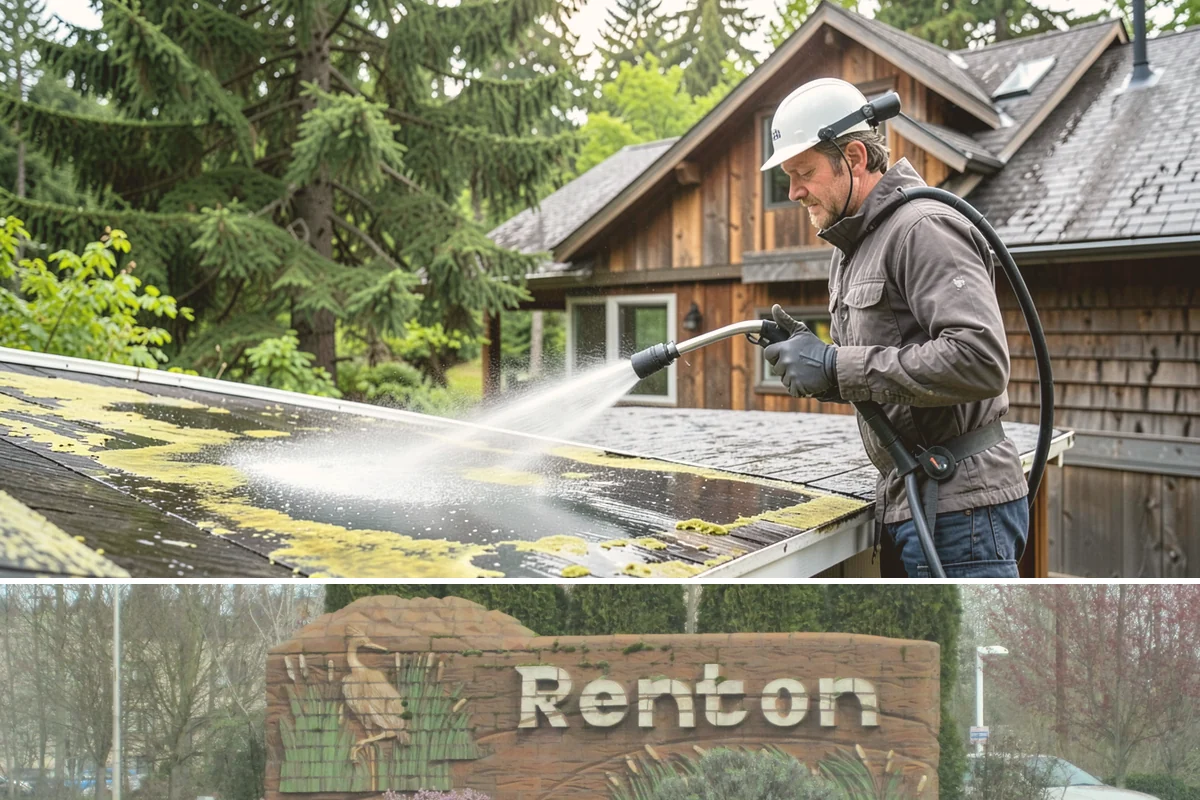 Sandstone Cleaning in Renton, King County, WA - A dry summer window is important so the porous stone can shed moisture and avoid the flaking that oversaturation causes.