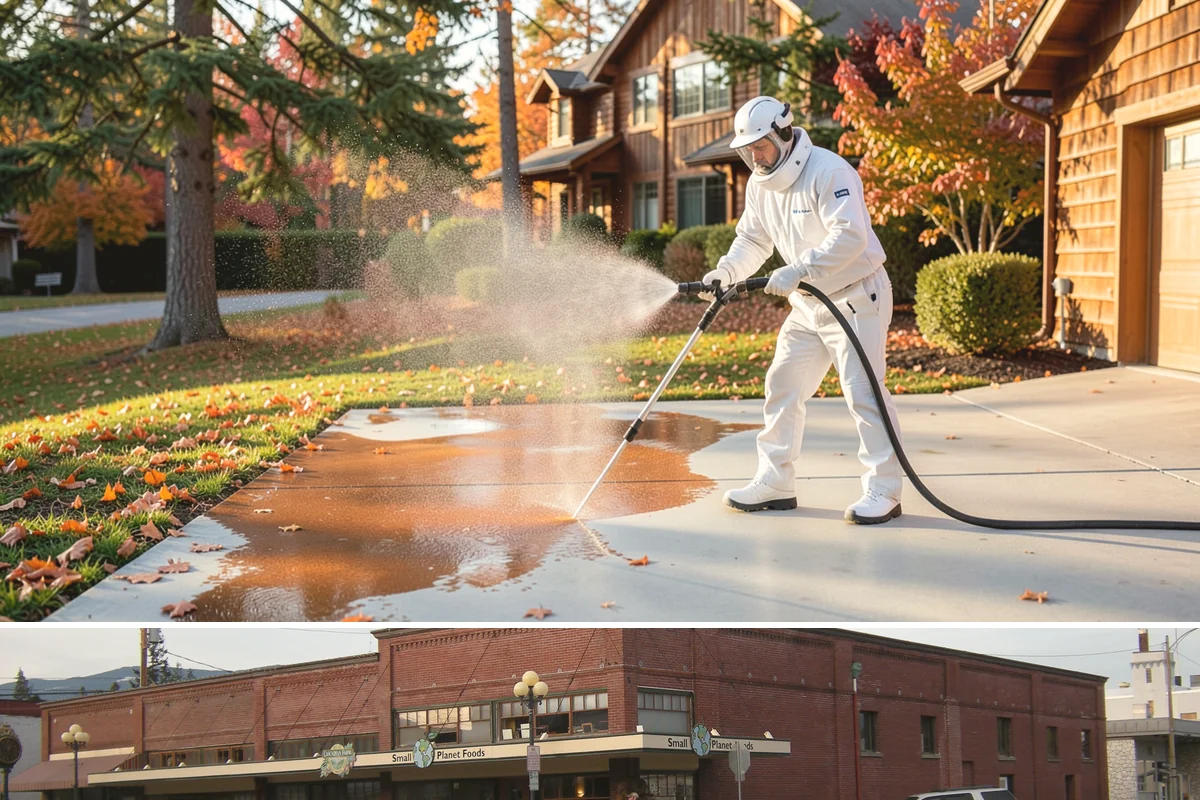 Sandstone Cleaning in Sedro-Woolley, Skagit County, WA - A dry summer window is important so the porous stone can shed moisture and avoid the flaking that oversaturation causes.