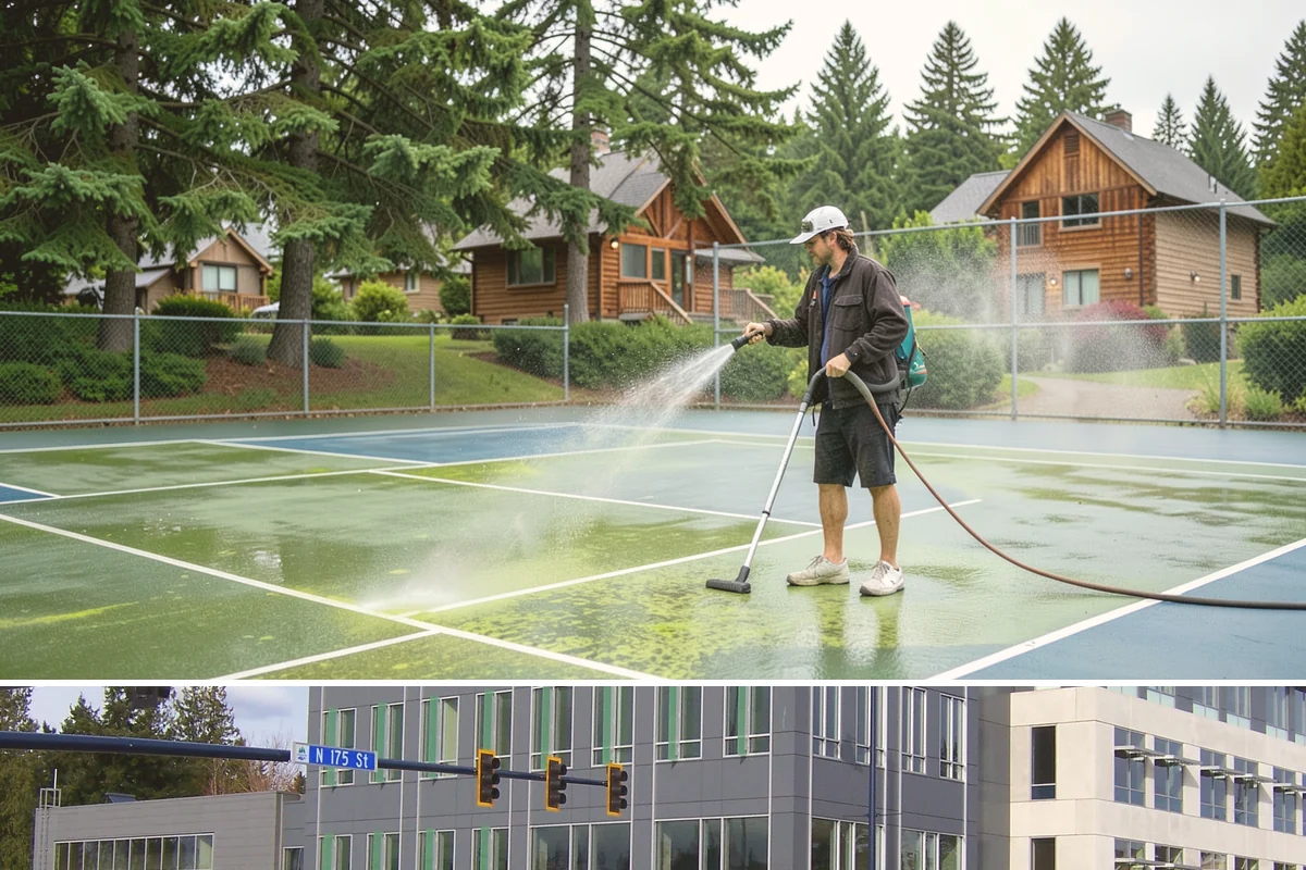 Sandstone Cleaning in Shoreline, King County, WA - A dry summer window is important so the porous stone can shed moisture and avoid the flaking that oversaturation causes.