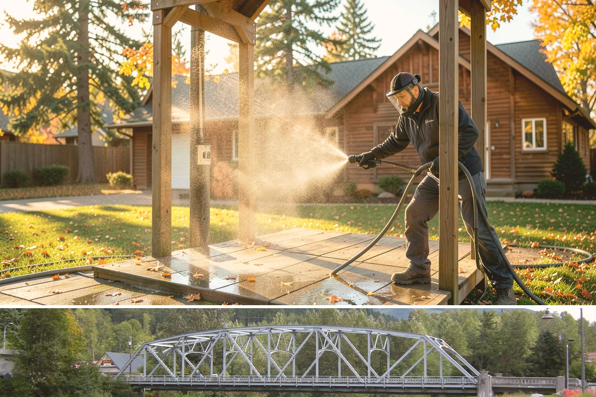 Sandstone Cleaning in Skykomish, King County, WA - A dry summer window is important so the porous stone can shed moisture and avoid the flaking that oversaturation causes.
