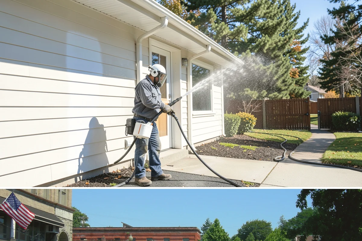 Sandstone Cleaning in Snohomish, Snohomish County, WA - A dry summer window is important so the porous stone can shed moisture and avoid the flaking that oversaturation causes.