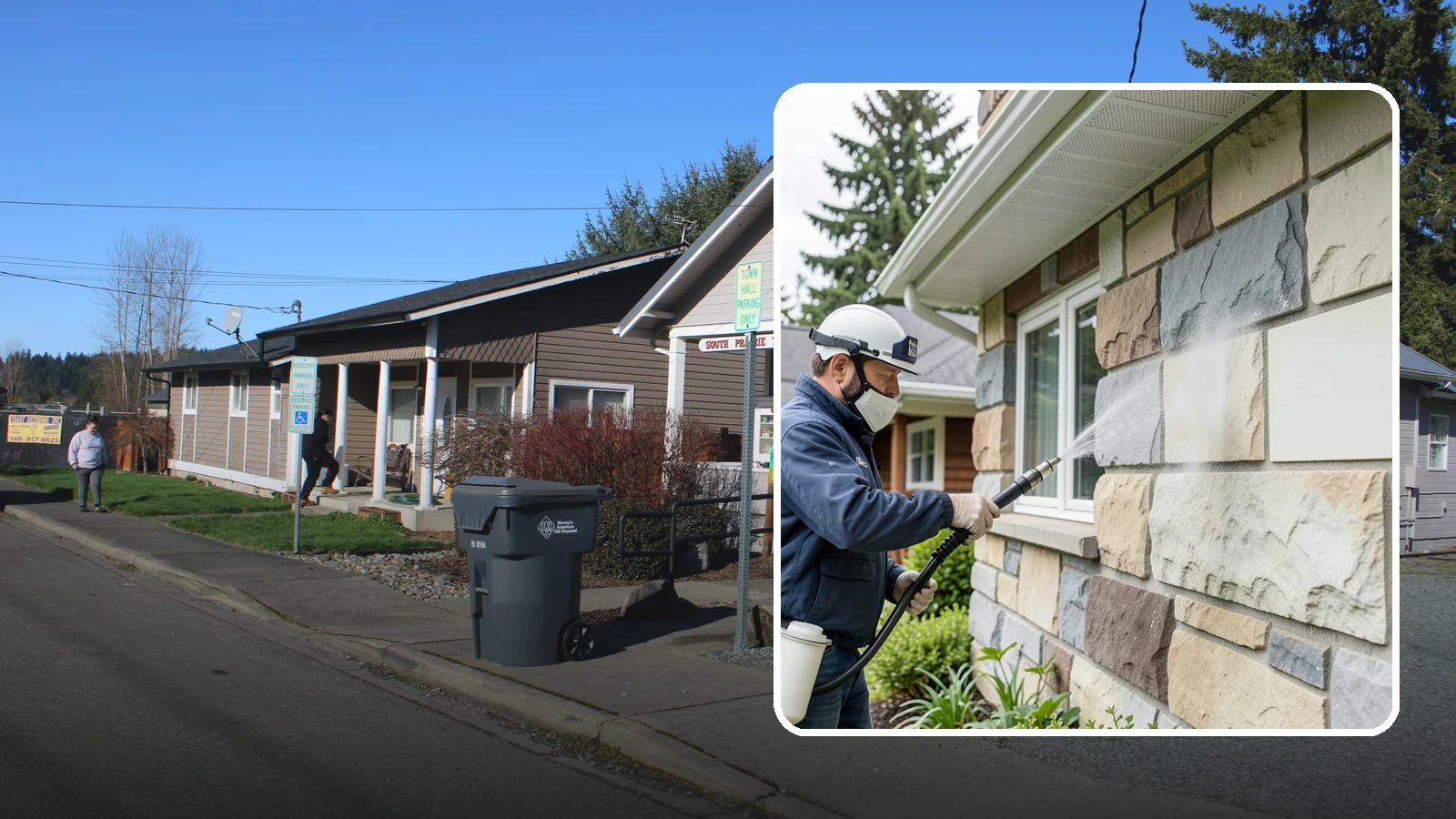Sandstone Cleaning in South Prairie, Pierce County, WA - Clean porous, friable sandstone with low-impact methods that keep the grainy surface from crumbling.