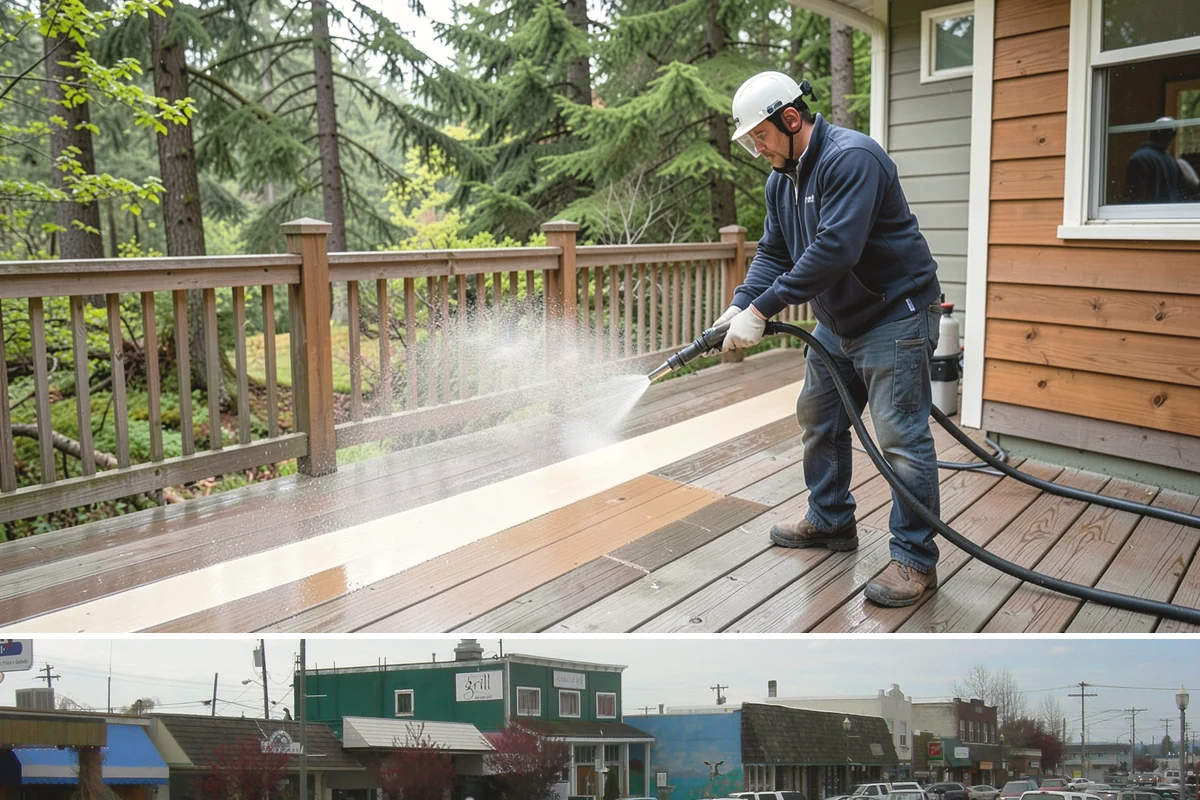 Sandstone Cleaning in Stanwood, Snohomish County, WA - A dry summer window is important so the porous stone can shed moisture and avoid the flaking that oversaturation causes.