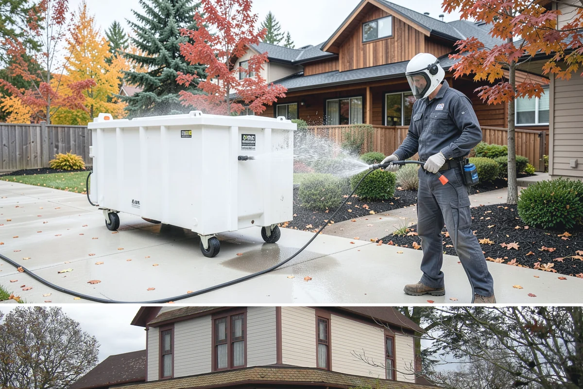 Sandstone Cleaning in Sumner, Pierce County, WA - A dry summer window is important so the porous stone can shed moisture and avoid the flaking that oversaturation causes.
