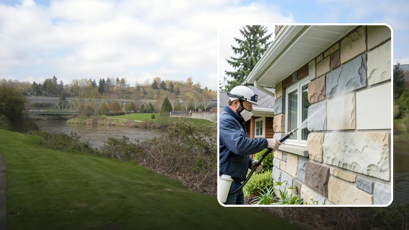 Sandstone Cleaning in Tukwila, King County, WA - Clean porous, friable sandstone with low-impact methods that keep the grainy surface from crumbling.