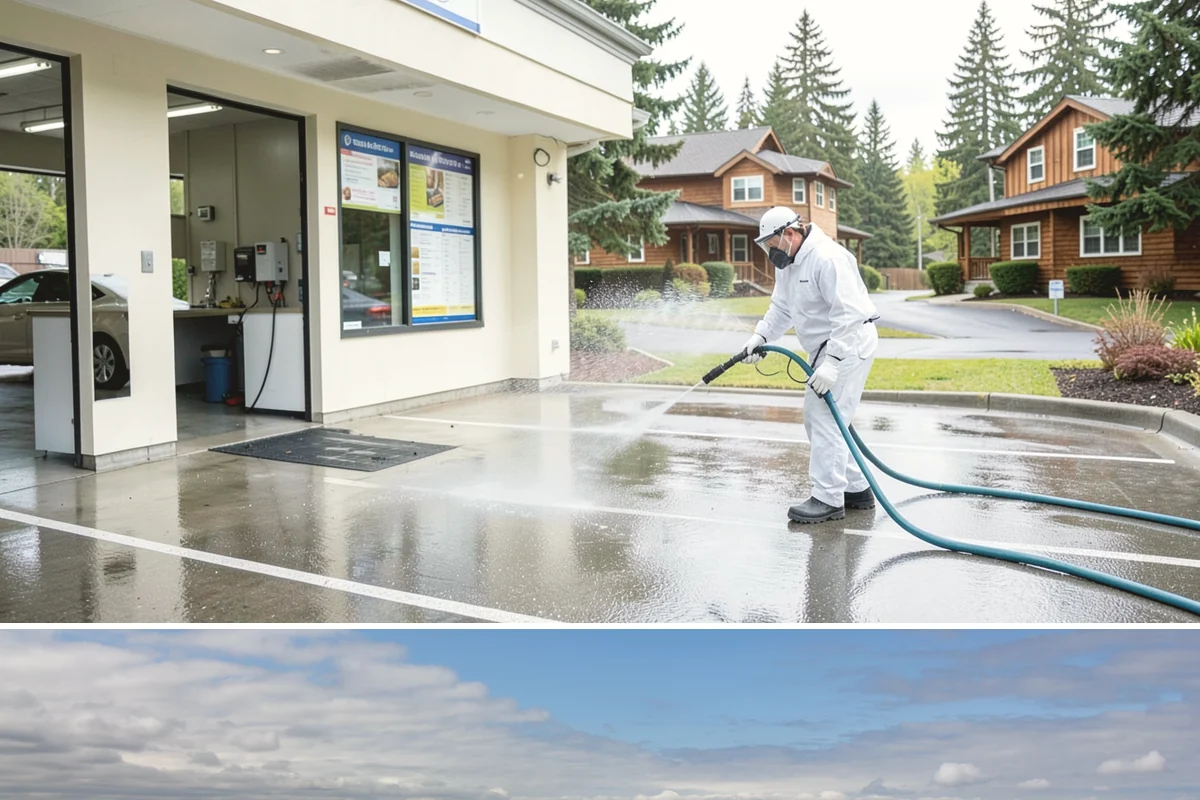 Sandstone Cleaning in University Place, Pierce County, WA - A dry summer window is important so the porous stone can shed moisture and avoid the flaking that oversaturation causes.