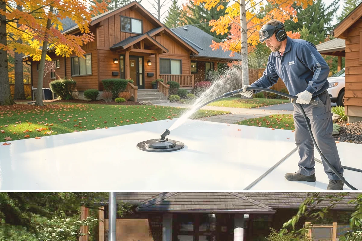 Sandstone Cleaning in Yarrow Point, King County, WA - A dry summer window is important so the porous stone can shed moisture and avoid the flaking that oversaturation causes.