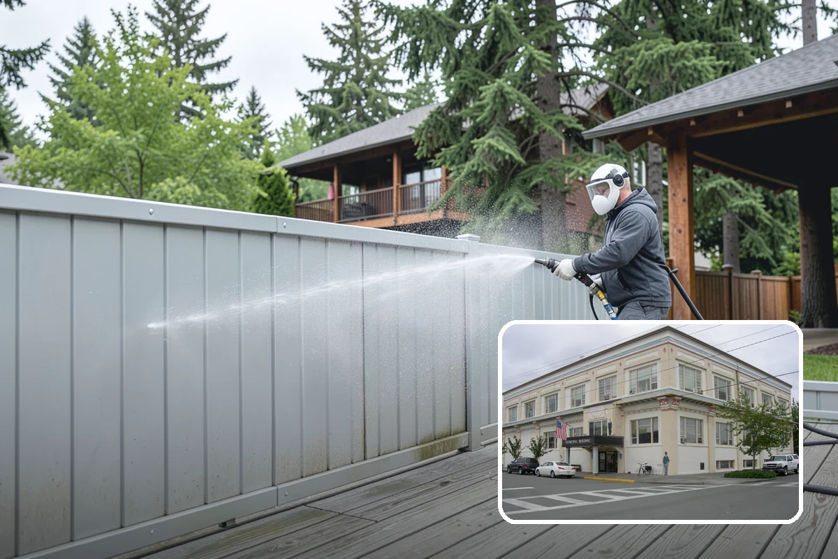 School Exterior Cleaning in Anacortes, Skagit County, WA - Removes slick algae from breezeways and covered walkways