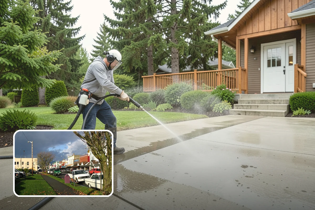 School Exterior Cleaning in Arlington, Snohomish County, WA - Removes slick algae from breezeways and covered walkways