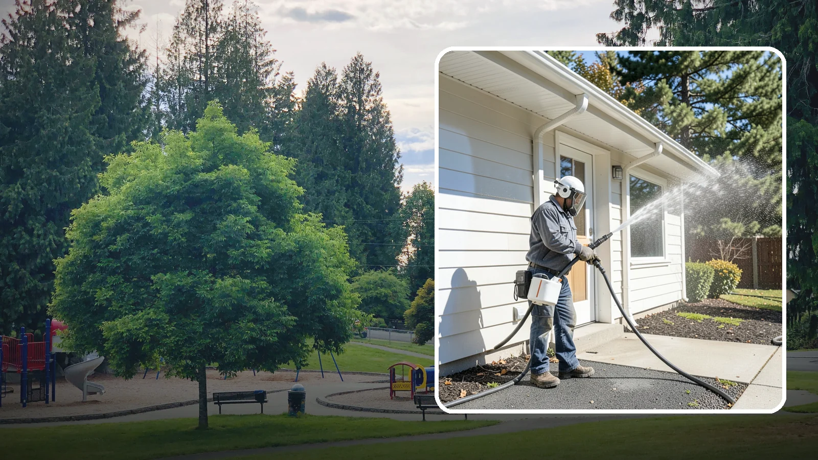 School Exterior Cleaning in Bonney Lake, Pierce County, WA - Safe, thorough exterior cleaning for schools that clears algae, gum, and grime from entrances, breezeways, and play-adjacent...