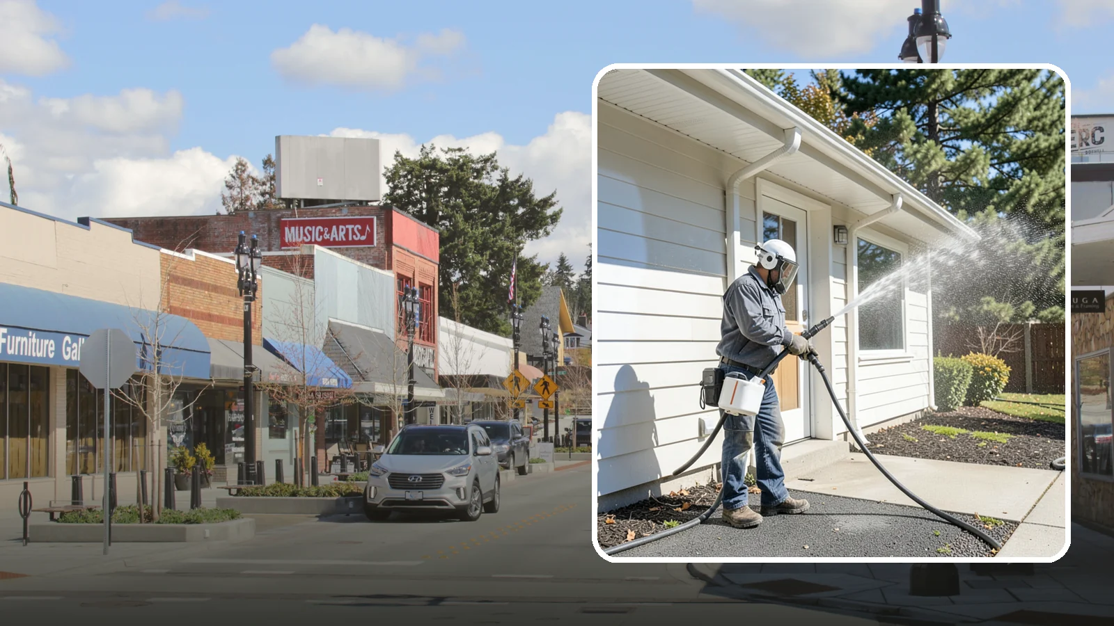 School Exterior Cleaning in Bothell, King County, WA - Safe, thorough exterior cleaning for schools that clears algae, gum, and grime from entrances, breezeways, and play-adjacent...