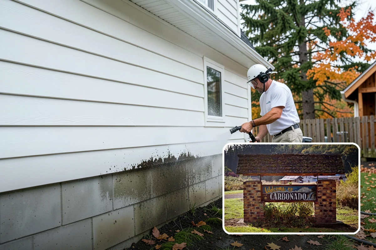 School Exterior Cleaning in Carbonado, Pierce County, WA - Removes slick algae from breezeways and covered walkways