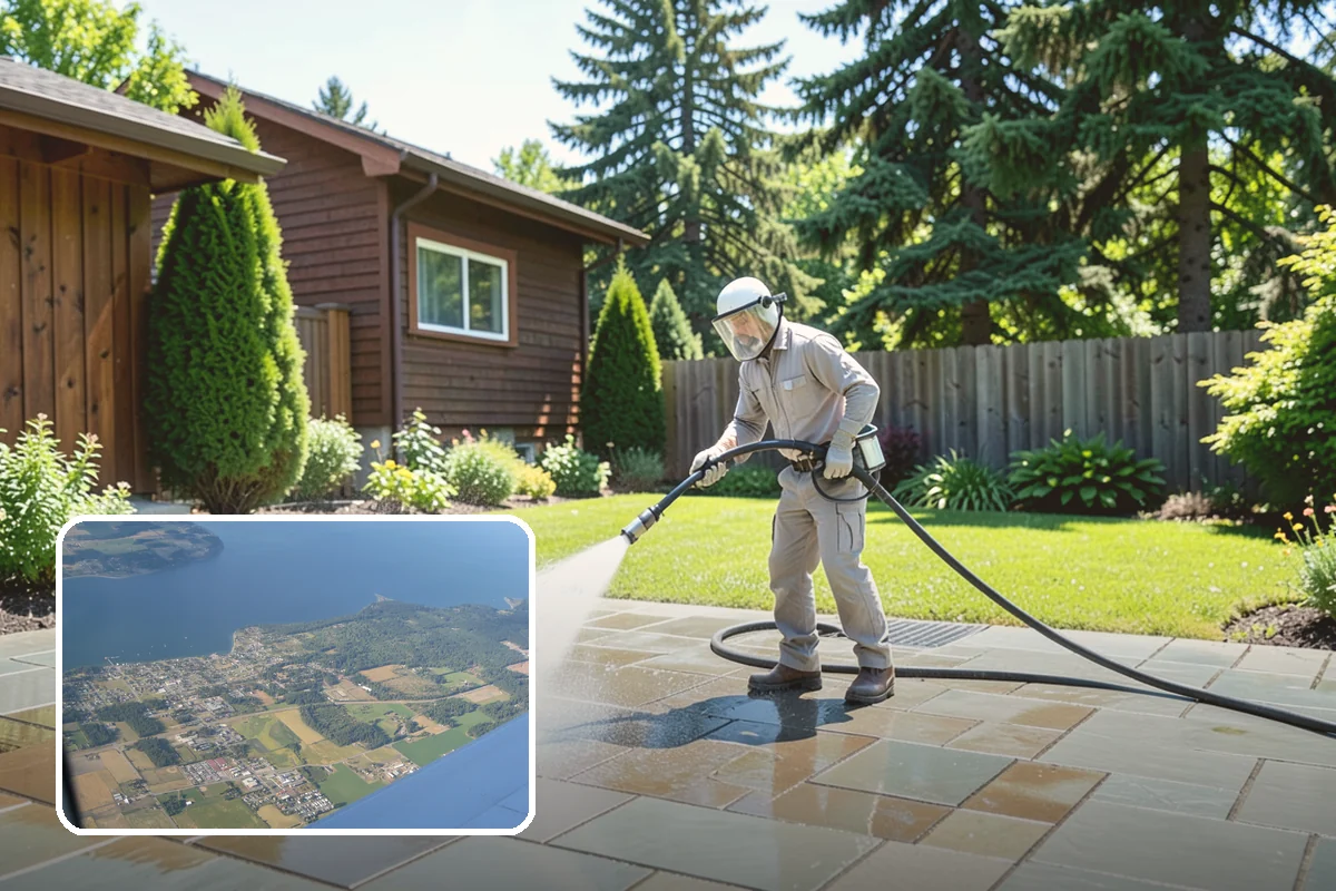School Exterior Cleaning in Coupeville, Island County, WA - Removes slick algae from breezeways and covered walkways