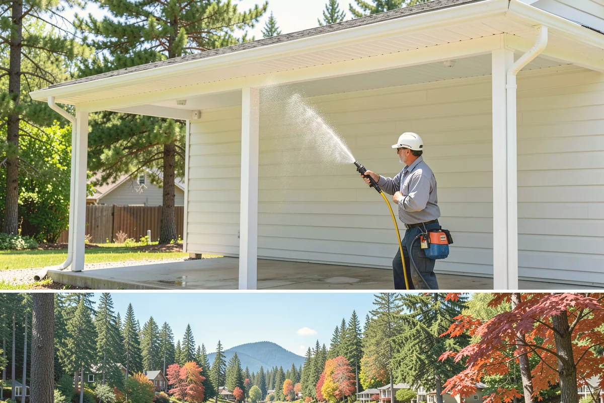 School Exterior Cleaning in Covington, King County, WA - Summer break is the ideal window for a full-campus wash, with a lighter cleaning over winter break to manage wet-season algae.