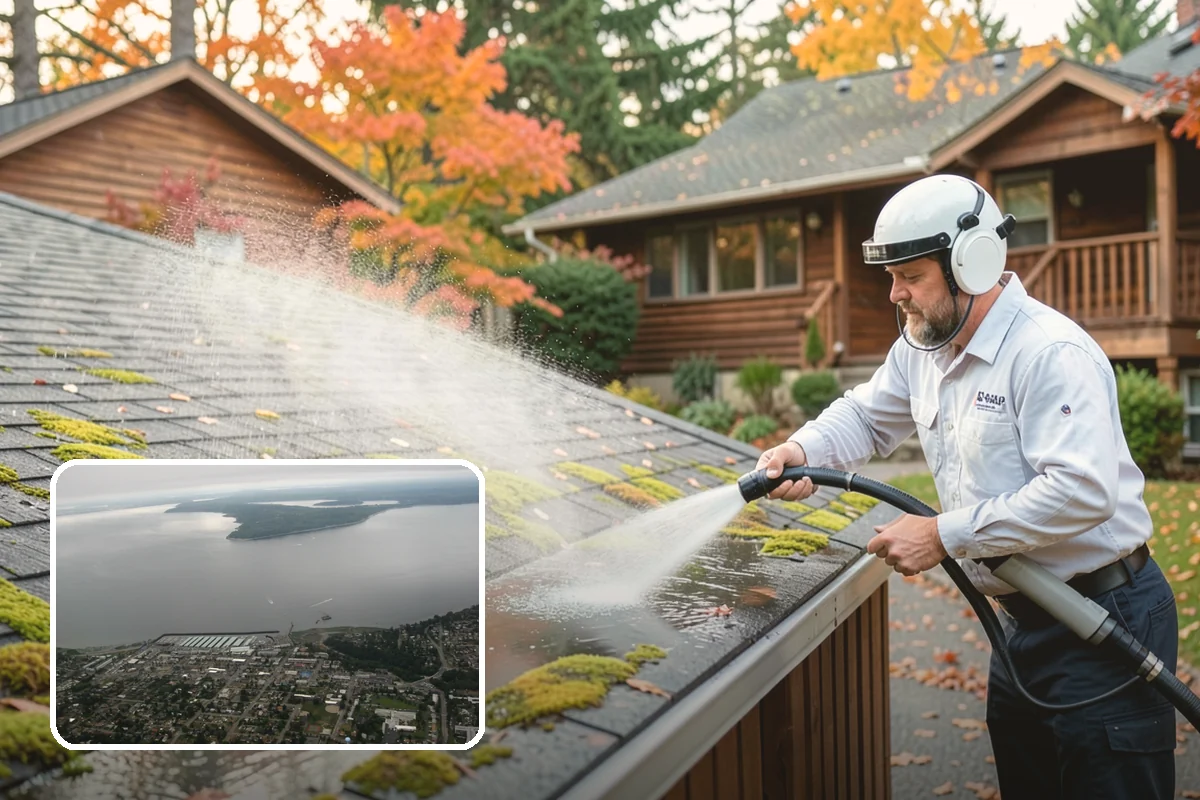 School Exterior Cleaning in Des Moines, King County, WA - Removes slick algae from breezeways and covered walkways