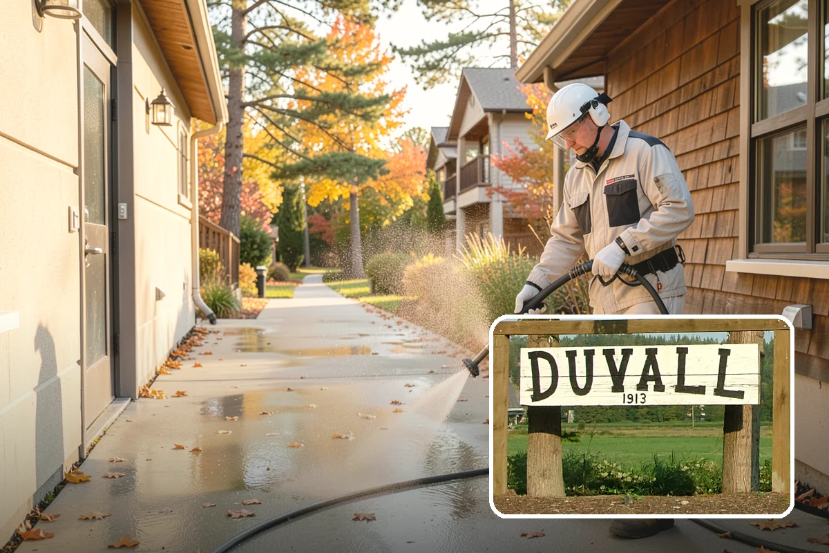 School Exterior Cleaning in Duvall, King County, WA - Removes slick algae from breezeways and covered walkways