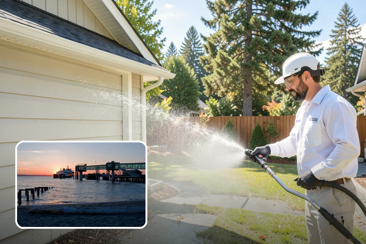 School Exterior Cleaning in Edmonds, Snohomish County, WA - Removes slick algae from breezeways and covered walkways
