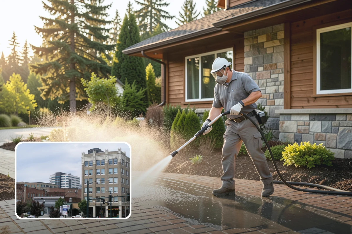School Exterior Cleaning in Everett, Snohomish County, WA - Removes slick algae from breezeways and covered walkways
