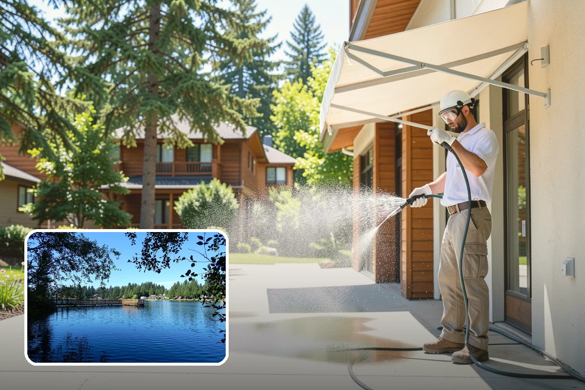 School Exterior Cleaning in Federal Way, King County, WA - Removes slick algae from breezeways and covered walkways