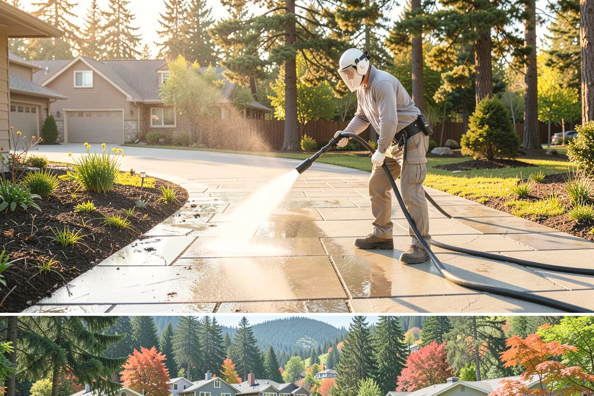 School Exterior Cleaning in Fircrest, Pierce County, WA - Summer break is the ideal window for a full-campus wash, with a lighter cleaning over winter break to manage wet-season algae.