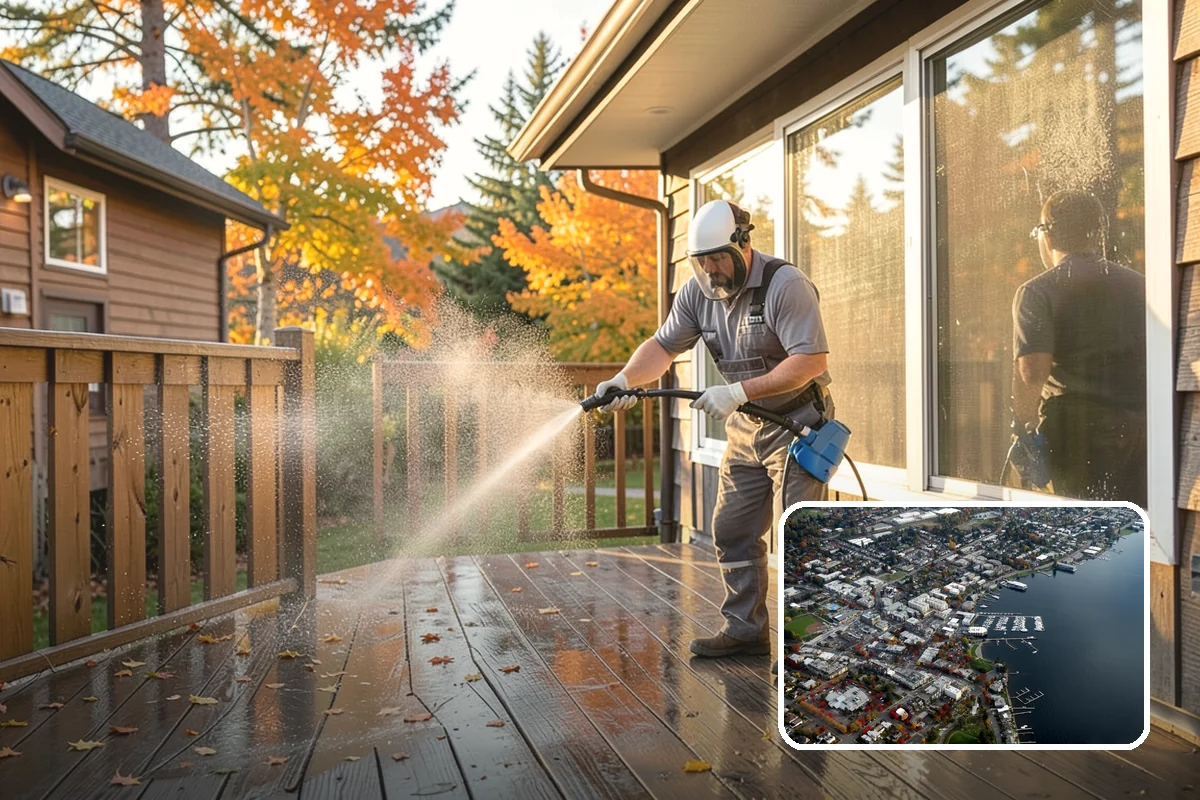 School Exterior Cleaning in Kirkland, King County, WA - Removes slick algae from breezeways and covered walkways