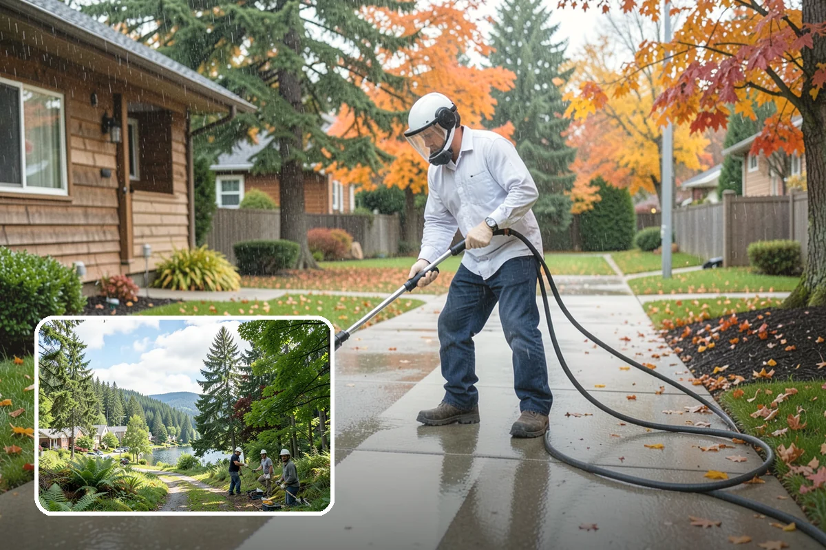 School Exterior Cleaning in Lake Forest Park, King County, WA - Removes slick algae from breezeways and covered walkways