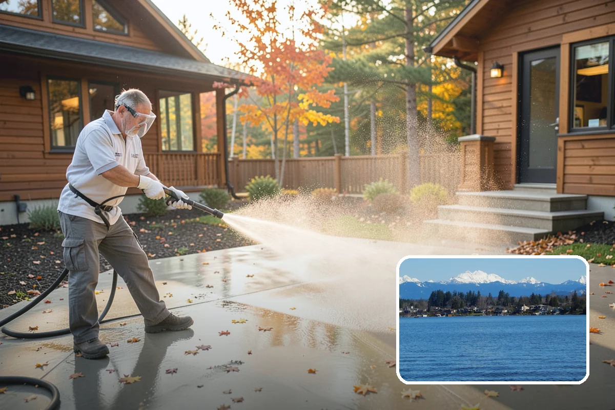School Exterior Cleaning in Lake Stevens, Snohomish County, WA - Removes slick algae from breezeways and covered walkways