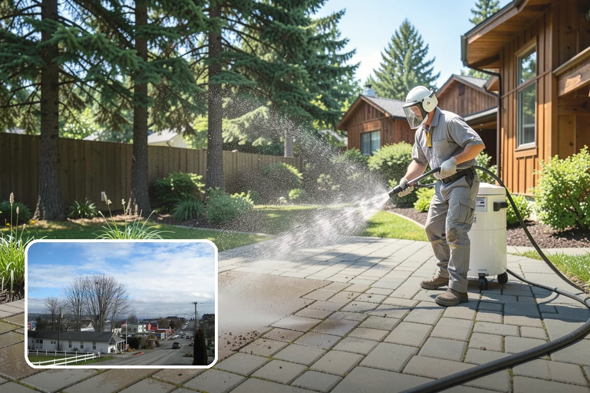 School Exterior Cleaning in Langley, Island County, WA - Removes slick algae from breezeways and covered walkways