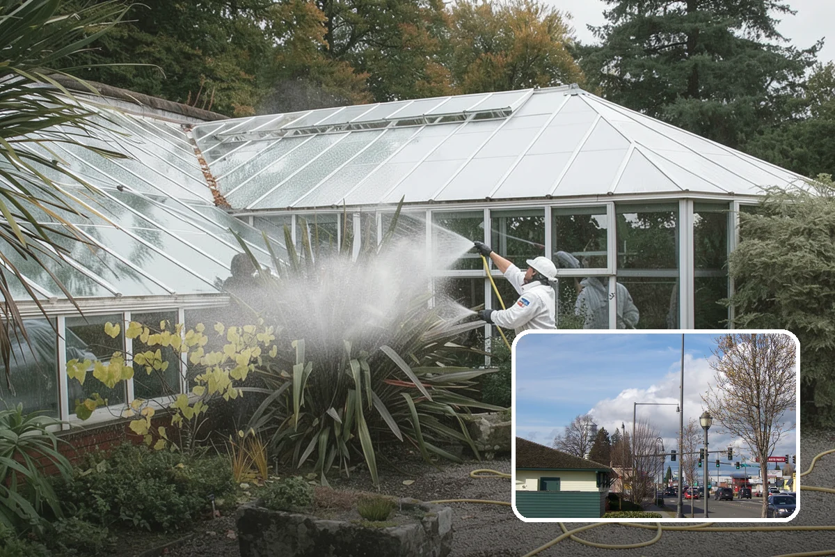School Exterior Cleaning in Marysville, Snohomish County, WA - Removes slick algae from breezeways and covered walkways