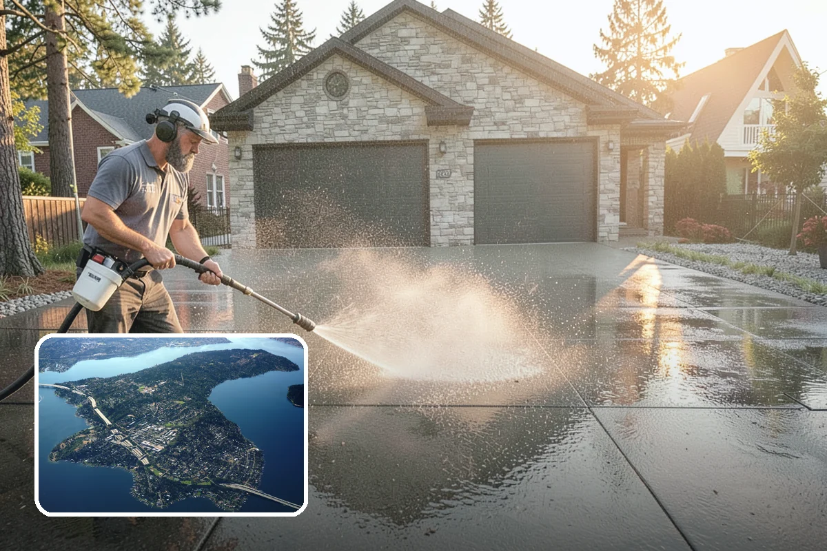 School Exterior Cleaning in Mercer Island, King County, WA - Removes slick algae from breezeways and covered walkways