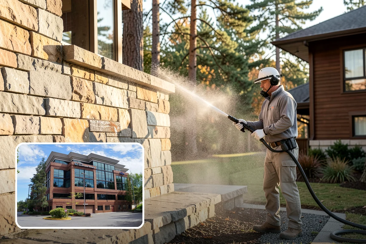 School Exterior Cleaning in Mountlake Terrace, Snohomish County, WA - Removes slick algae from breezeways and covered walkways