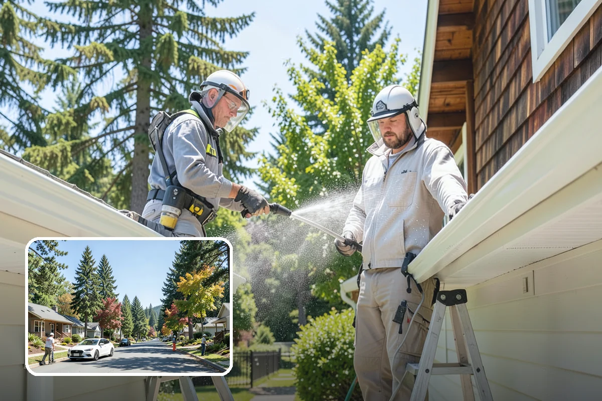 School Exterior Cleaning in Orting, Pierce County, WA - Removes slick algae from breezeways and covered walkways