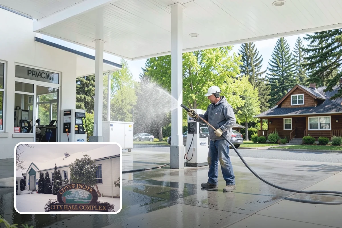 School Exterior Cleaning in Pacific, King County, WA - Removes slick algae from breezeways and covered walkways
