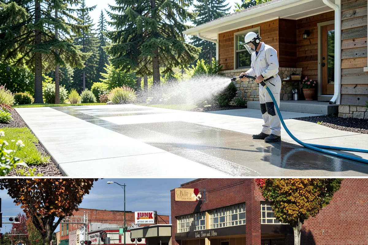 School Exterior Cleaning in Puyallup, Pierce County, WA - Summer break is the ideal window for a full-campus wash, with a lighter cleaning over winter break to manage wet-season algae.