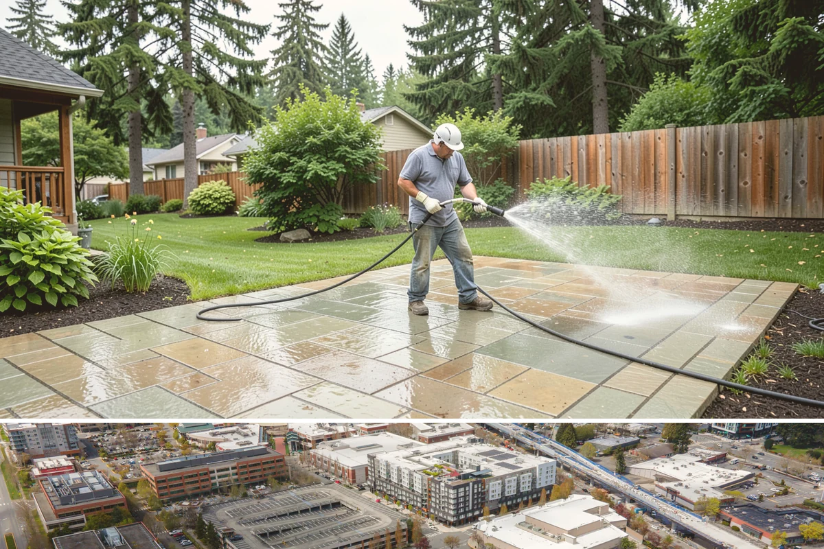 School Exterior Cleaning in Redmond, King County, WA - Summer break is the ideal window for a full-campus wash, with a lighter cleaning over winter break to manage wet-season algae.
