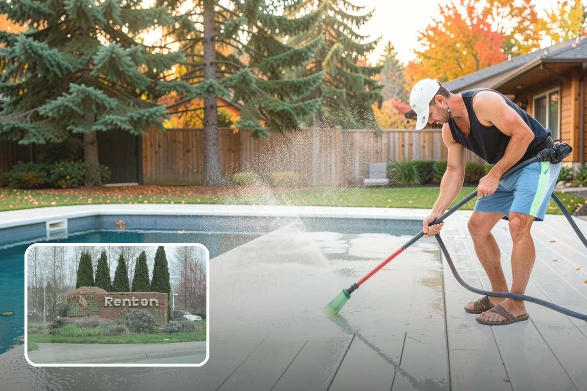 School Exterior Cleaning in Renton, King County, WA - Removes slick algae from breezeways and covered walkways
