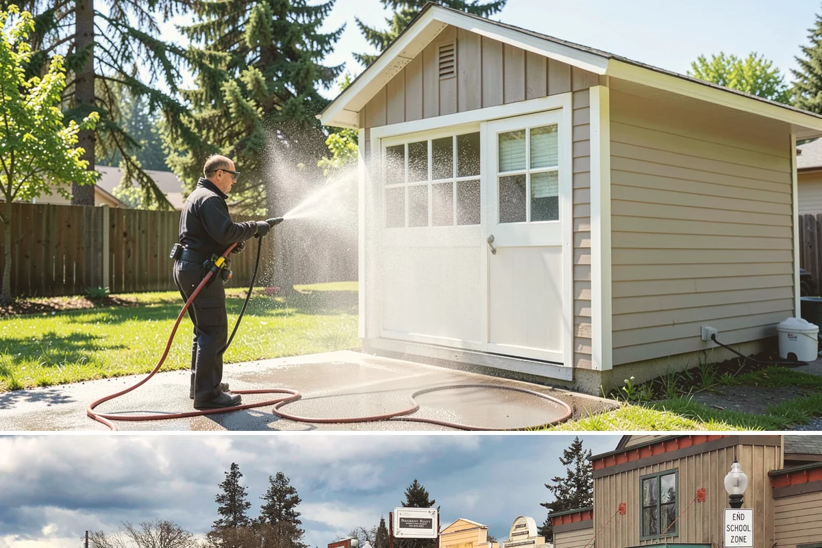 School Exterior Cleaning in Roy, Pierce County, WA - Summer break is the ideal window for a full-campus wash, with a lighter cleaning over winter break to manage wet-season algae.
