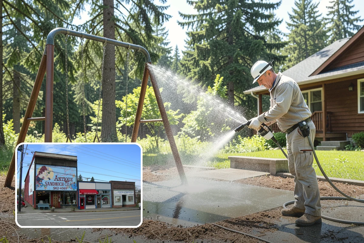 School Exterior Cleaning in Ruston, Pierce County, WA - Removes slick algae from breezeways and covered walkways